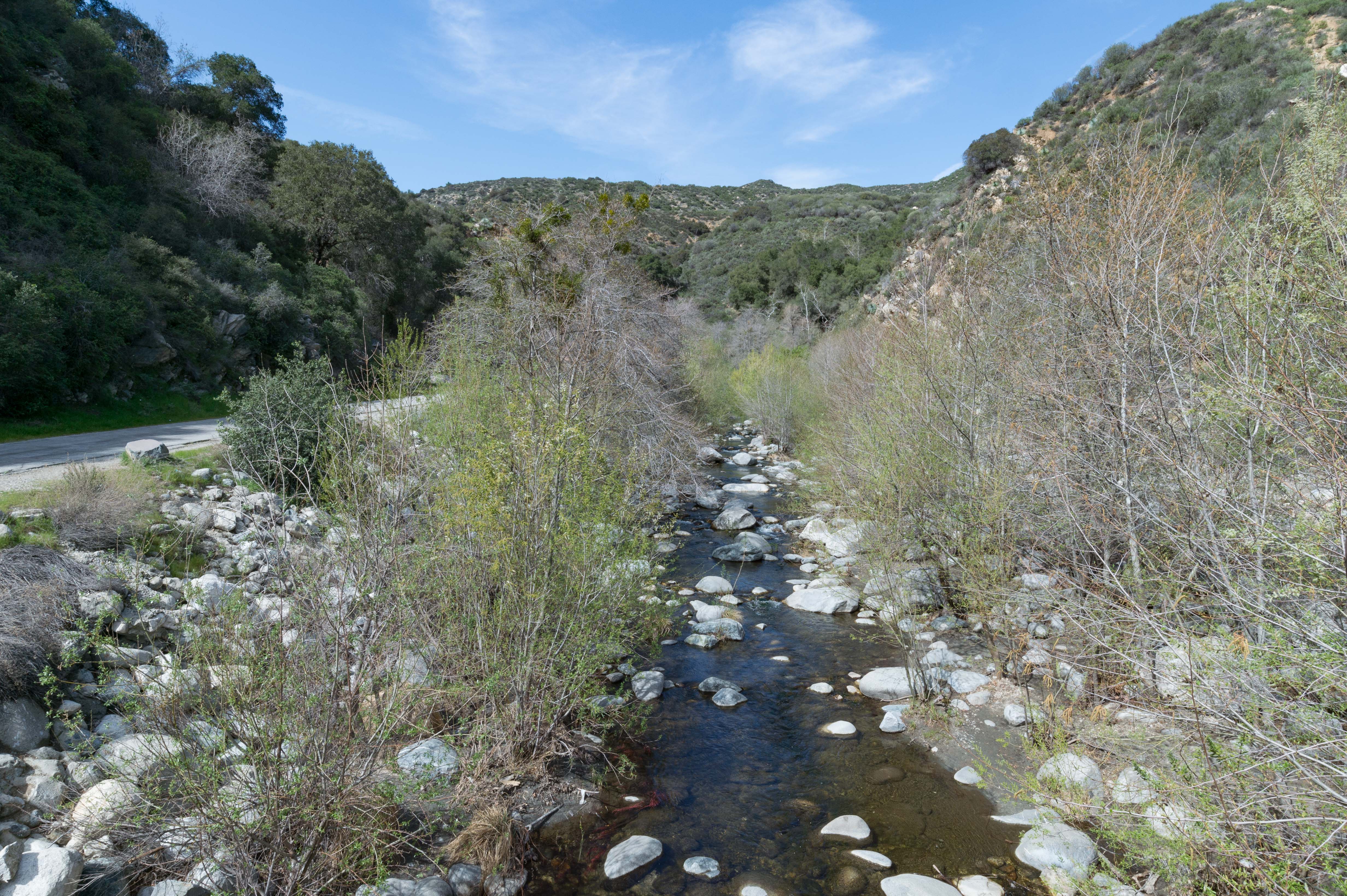 The West Fork of the San Gabriel River above Azusa is a popular spot for fly fishermen. The trout tend to be small. Photo by Steve Hymon/Metro.