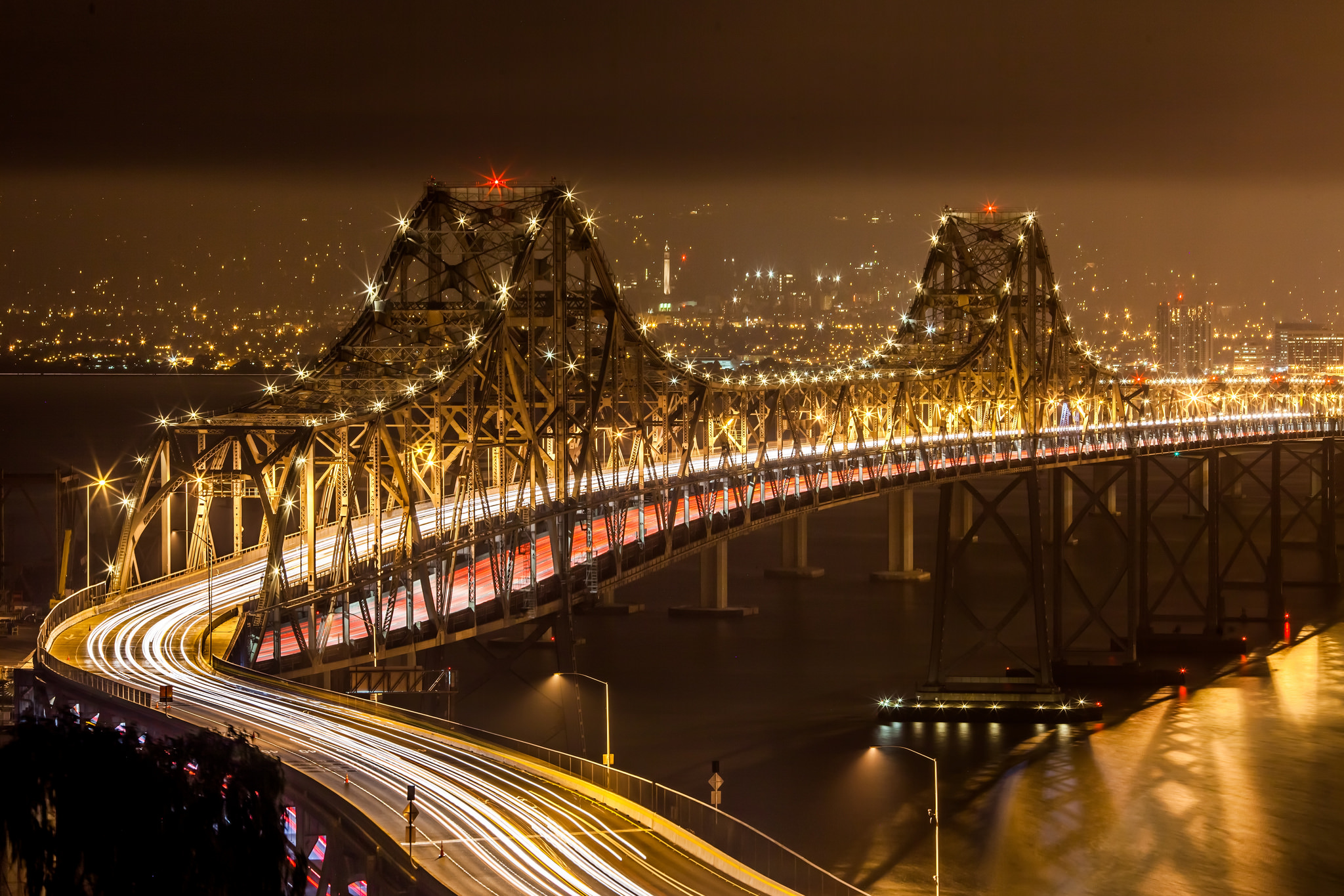 The Oakland Bay Bridge in 2011 -- while work continued on a replacement for part of the span. Photo by Thomas Hawk, via Flickr creative commons.