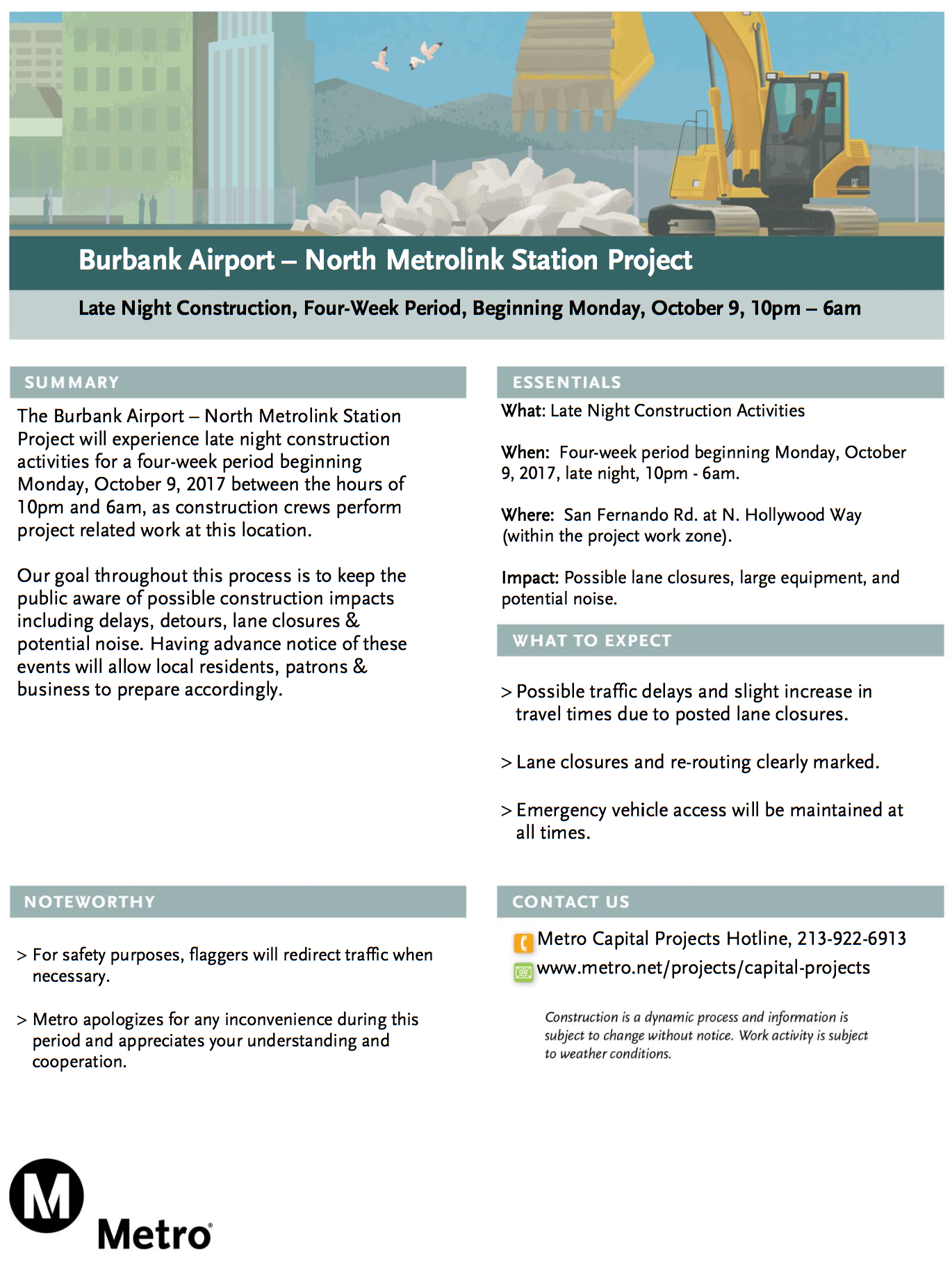 late night north metrolink station project construction at burbank how oct works