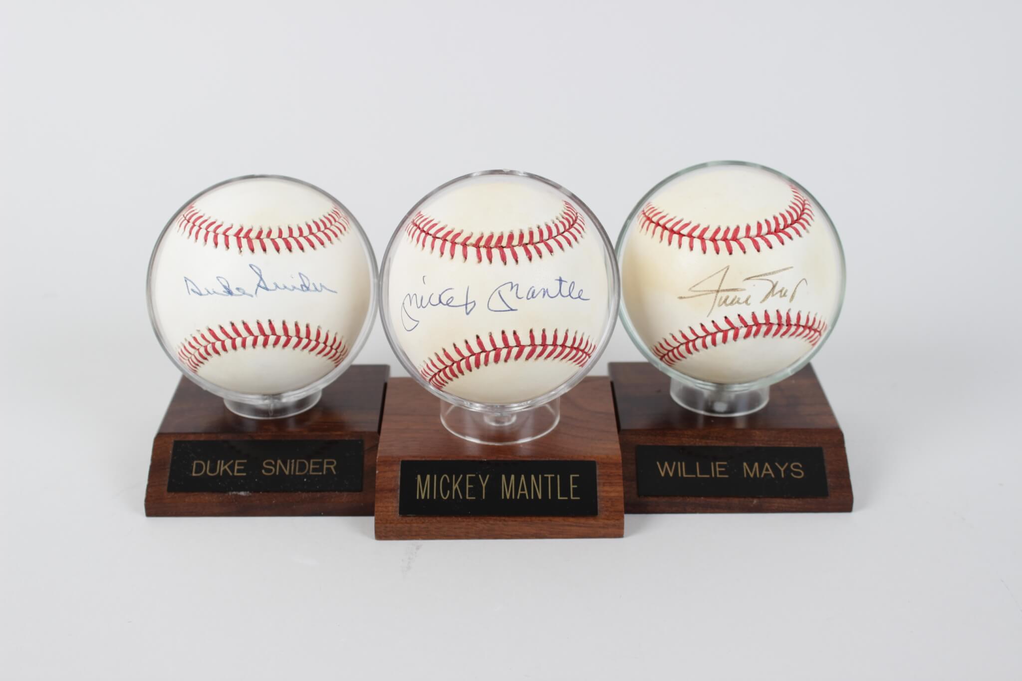 Mickey Mantle, Duke Snider & Willie Mays Signed Baseballs Lot (JSA