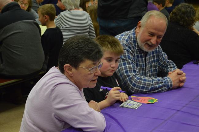noah hottenstein for a game of bingo during grandparents day