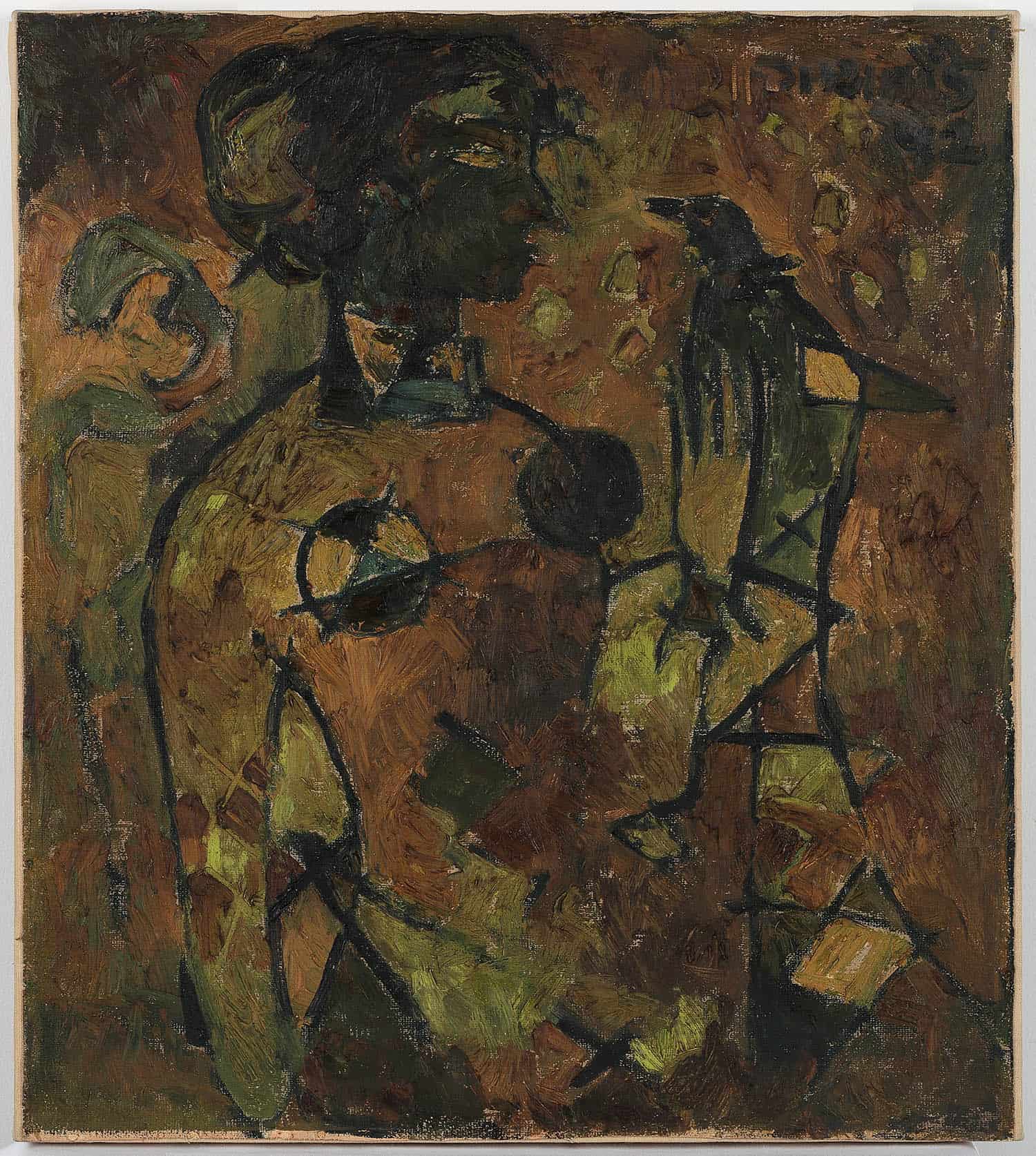 Lot 14 -V S GaitondeGÇÖs rare figurative painting of Oscar winner Bhanu Athaiya, painted in 1952, sold at INR 3 crores (USD 454,545)