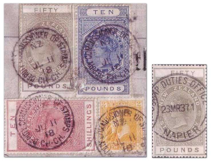 Pacific Stamps Stamp New Zealand stamp duty 6 pound on 1933 Certificate