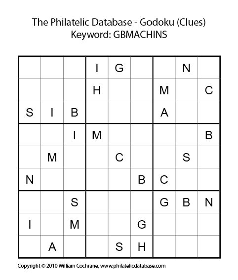 Philatelic Word Sudoku Godoku GBMACHINS Philatelic Database