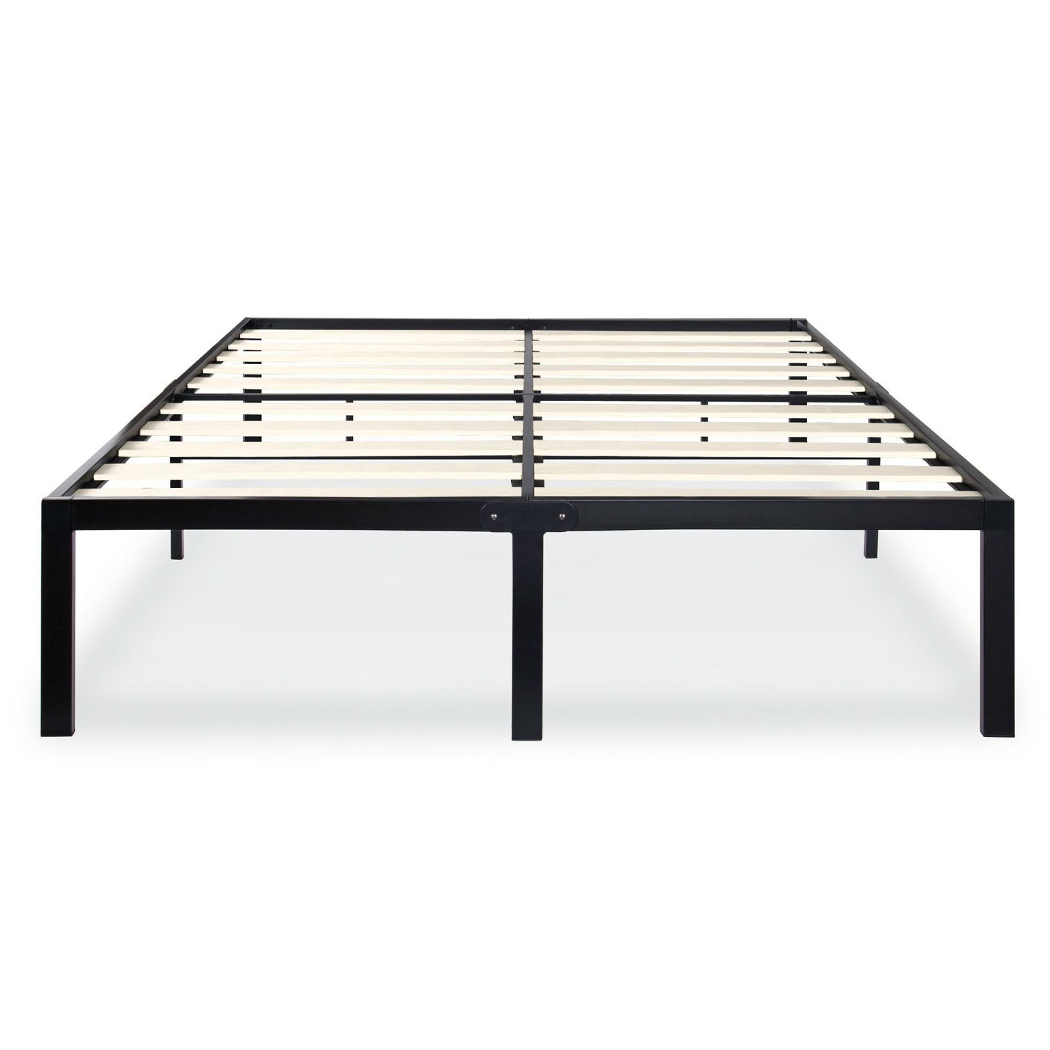 GreenHome123 Heavy Duty Steel Black Metal Platform Bed Frame with Wood