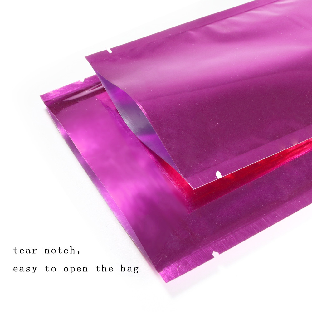 Gloss Rose Pink w// Silver Inside Open Top Mylar Type Heat Sealant Bags Pouch