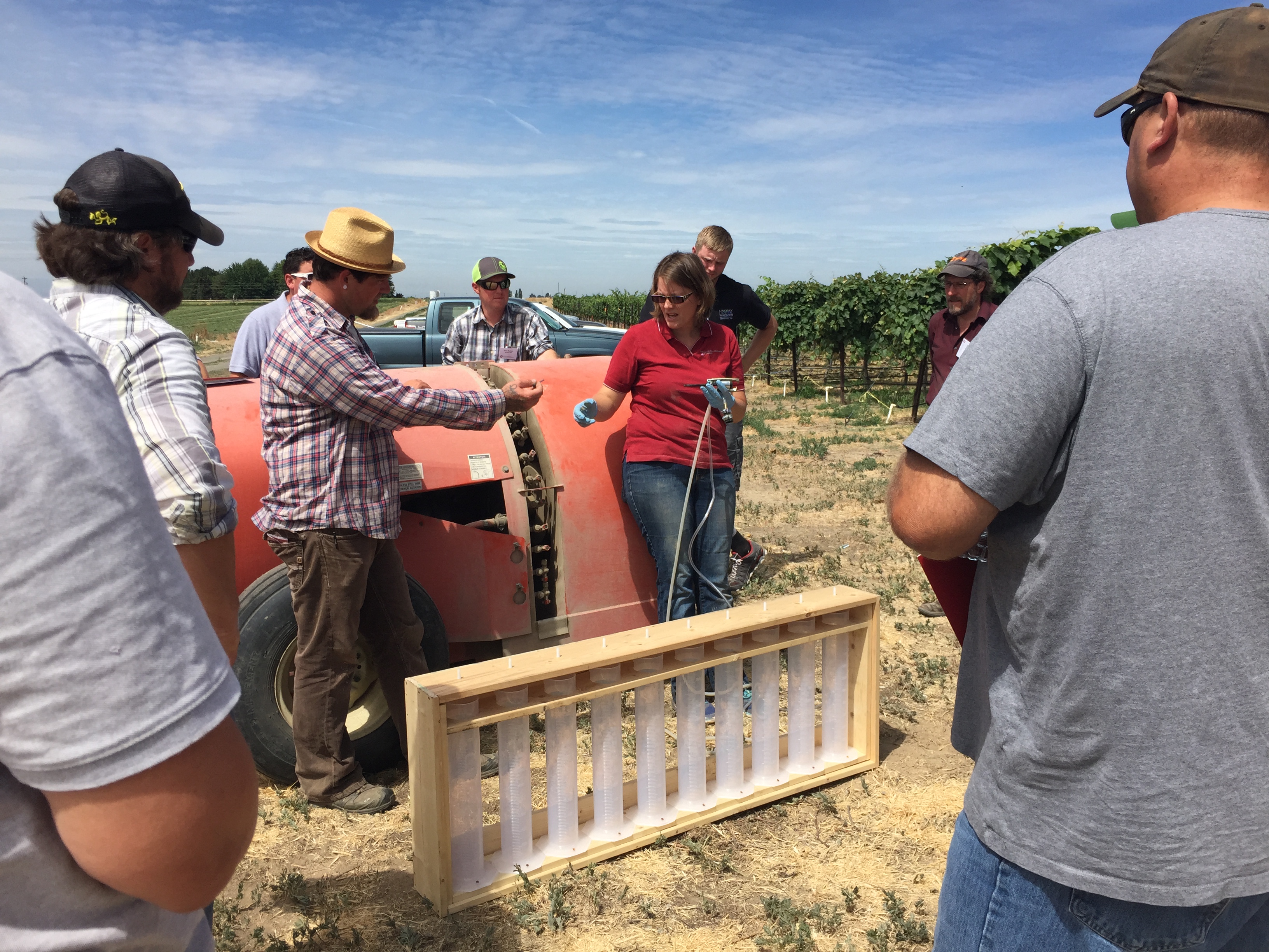 demonstrating sprayer calibration