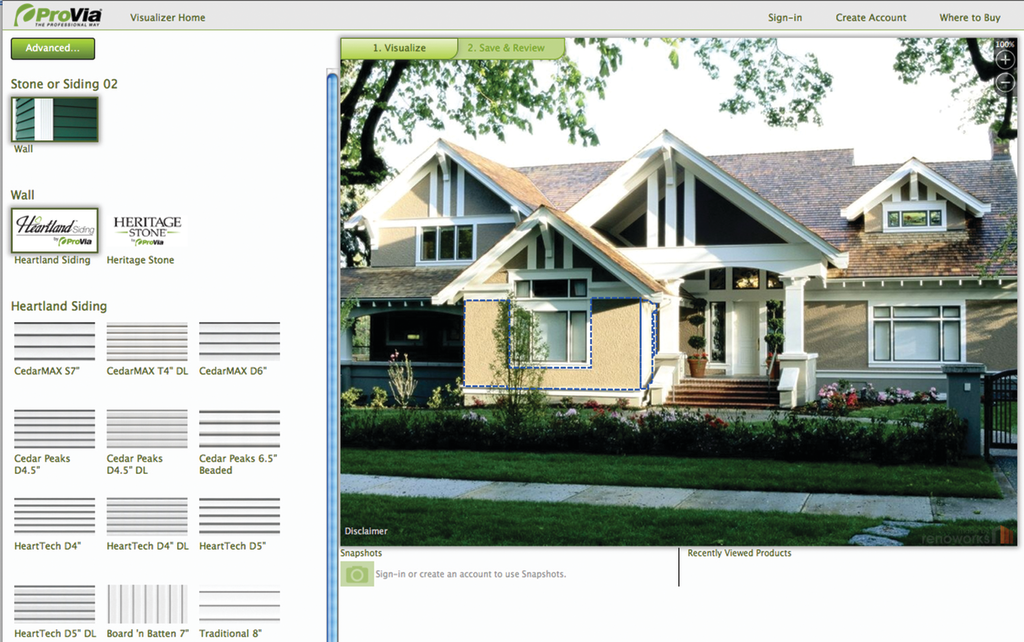 Siding product visualizer For Residential Pros