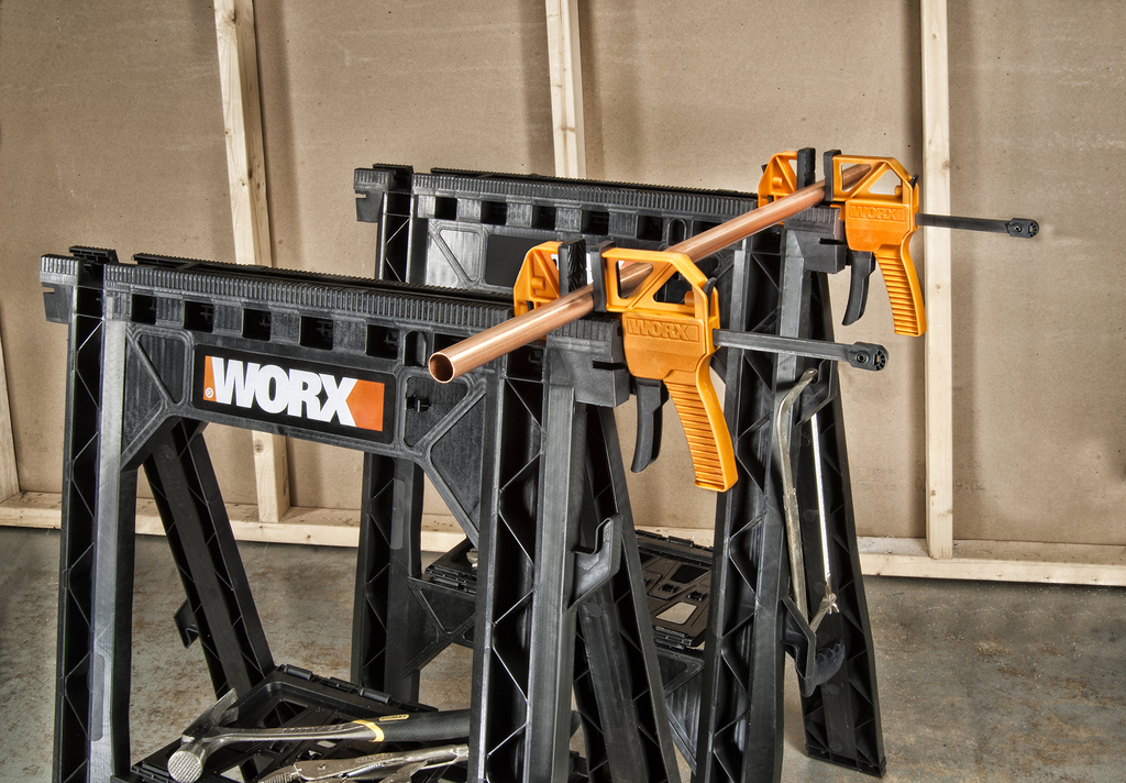 Sawhorse secures materials with clamps For Residential Pros