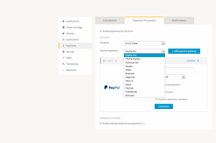 integrating your online order form with paypal