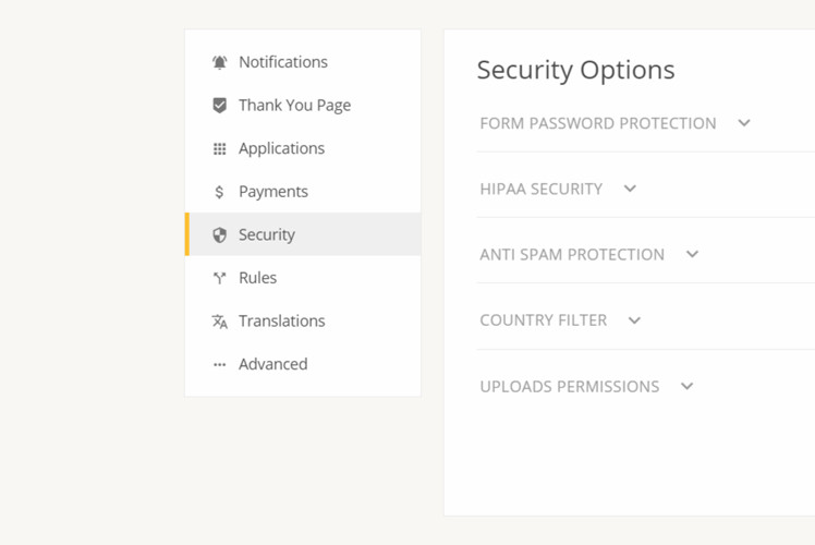 Security form options