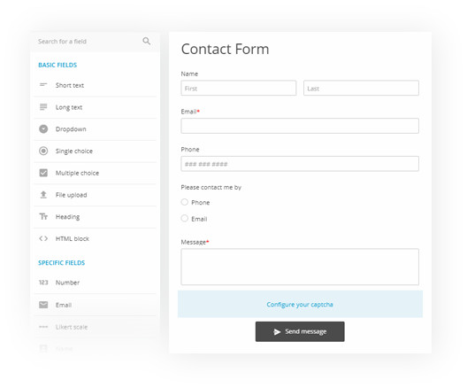 secure contact form editor