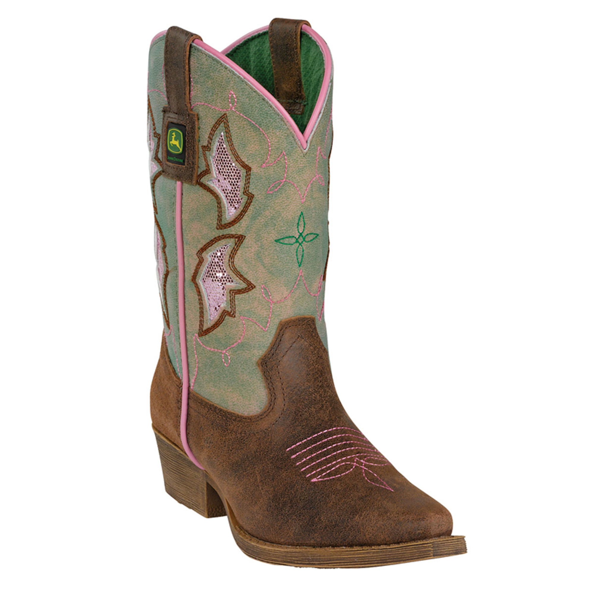 John Deere Children Girls TAN Camo Leather Western Cowboy Boots eBay