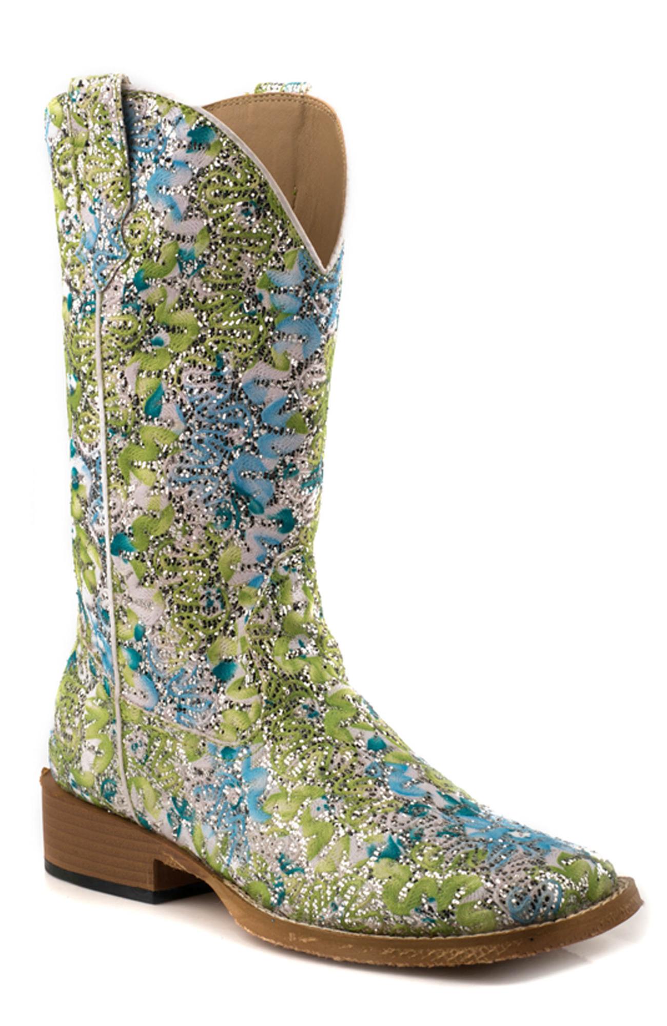 Roper Boots Ladies Blue Faux Leather Glitter Bling Cowboy eBay