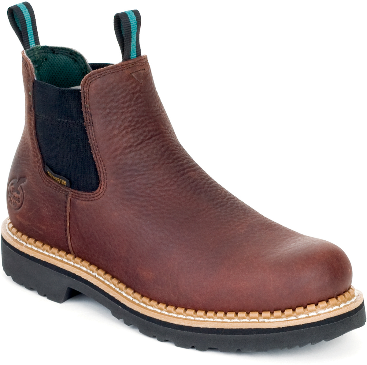 Mens Soggy Brown Leather Waterproof Steel Toe Romeo Work Boots