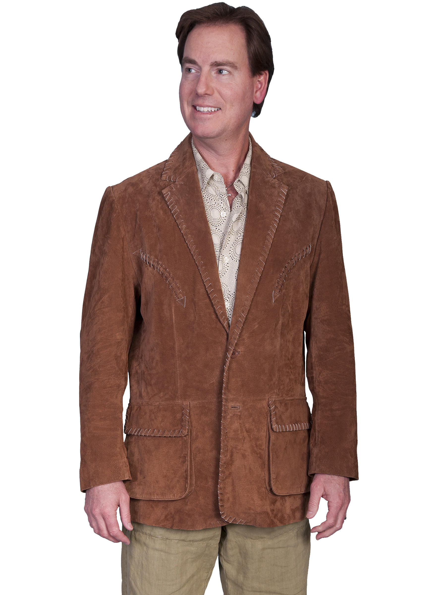 Scully Leather Mens Western Whip Stitch Blazer Jacket Cinnamon eBay