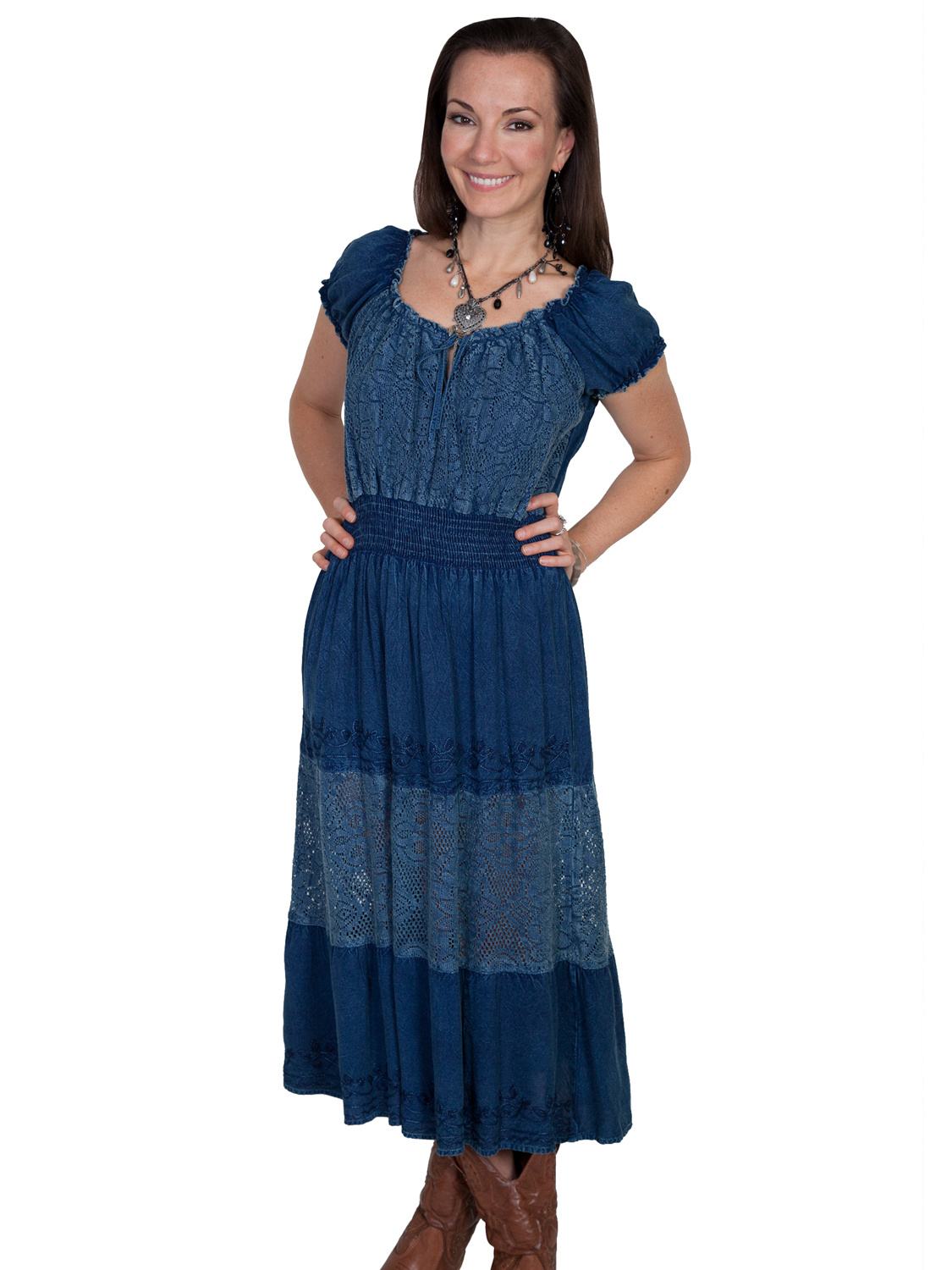 Scully Honey Creek Womens Blue Cotton Blend CAP Sleeve Sundress eBay