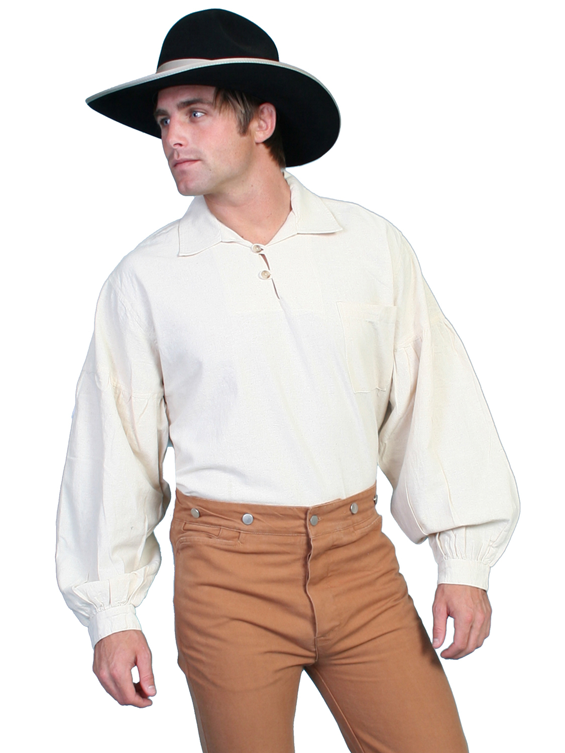 Scully RangeWear Mens Natural 100 Cotton Drop Shoulder L/S Western Shirt