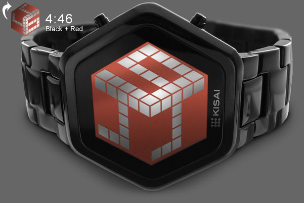 3D unlimited black watch with red LCD