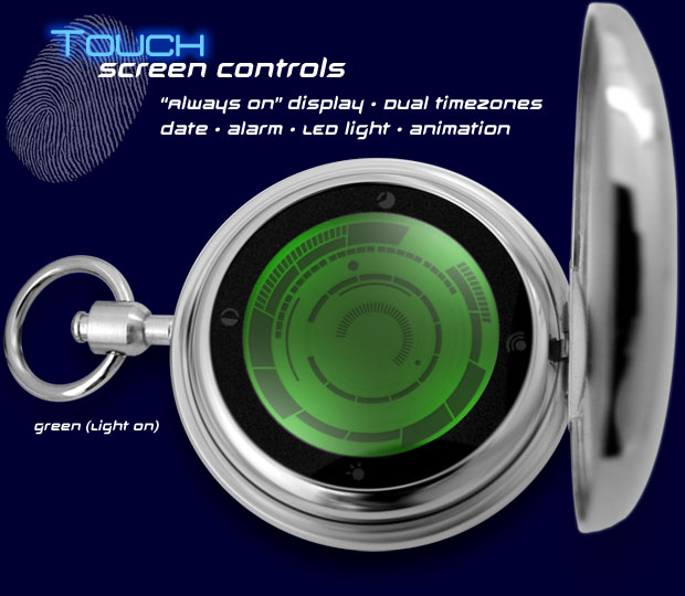 Pocket Watches Touch Screen LCD Pocket Watch Dual Time, Date, Alarm