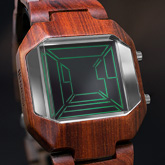 Space Digits Wood Lcd Watches