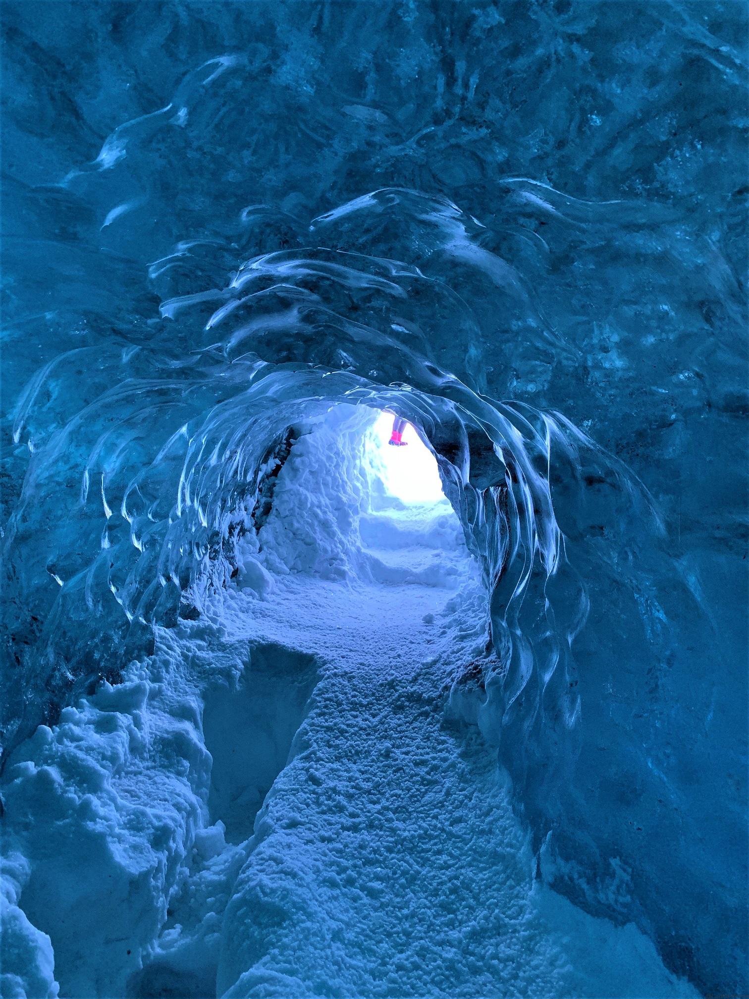 LIght at the end of the tunnel - Blue Ice Cave Entrance
