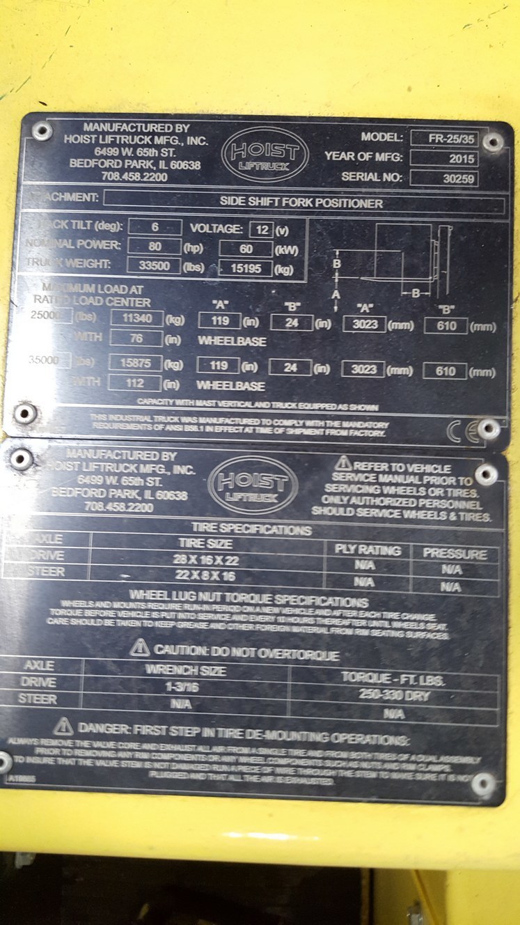 25,000lb. to 35,000lb. Capacity Hoist Forklift For Sale