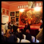 Art Historian Timea Junghaus talks with UW students