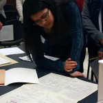 Student examines genealogical chart