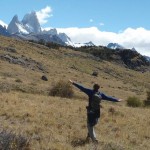 Picture of mountain area with person running