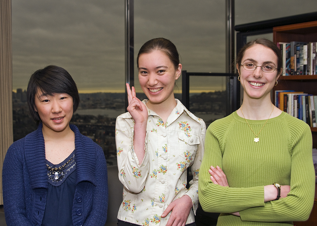 From left, the medalists are Jennifer Kang, freshman; Gracie Ingermanson, sophomore and Krysta Yousoufian, junior.
