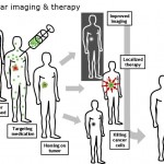 Quantum dots, used with medical imaging, might show tumor sites more clearly, and may improve treatment by targeting cancer cells./Kristian Molhave illustration