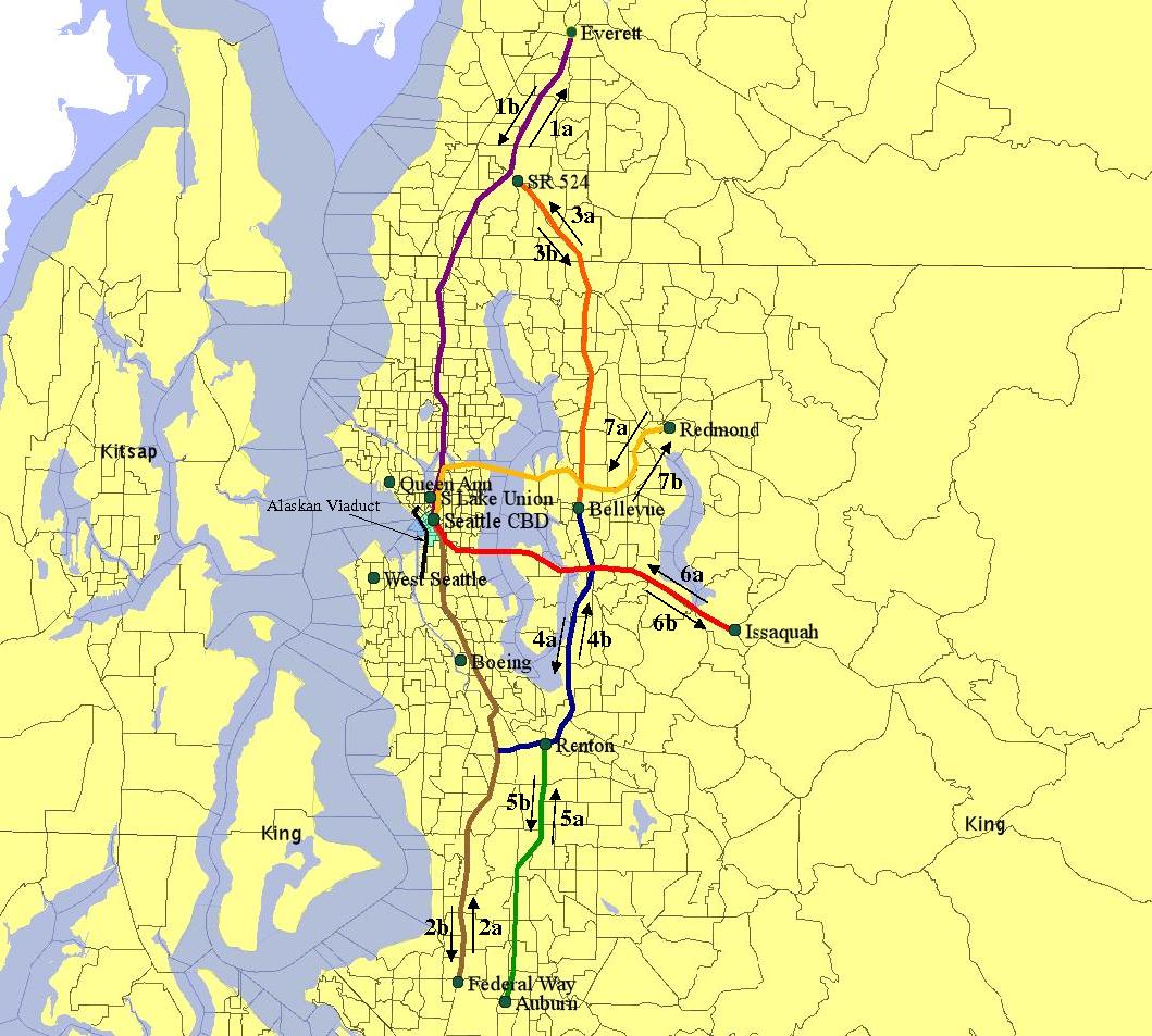 The study also considered the effects on 14 routes, shown here, that do not include the viaduct.