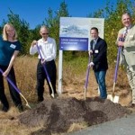 On hand for the conservatory groundbreaking were, from left, Community Liaison for U.S. Rep. Jay Inslee Kelly Marquardt, conservatory benefactor Gordon Green, Bothell Mayor Mark Lamb and UW Bothell Vice Chancellor Richard Penny.