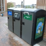 Bins for recycling and compost on Red Square