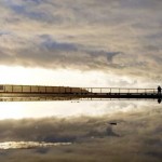 Clouds reflected at Seattle's central waterfront.