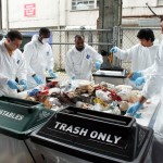 students sort trash
