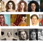 These examples show a single input photo (left) and Dreambit's automatically synthesized appearances of the input photo with "curly hair" (top row), in "India" (2nd row), and at "1930" (3rd row).