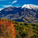snow-capped mountain in fall