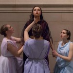 The Undergraduate Theater Society will present "Medea" Feb. 23 through March 5 in the Cabaret Theater of Hutchinson Hall. Shown from left are student actors Ariaga Mucek, Jordan Kerlaske (in the title role), Annika Knapp, and Anaïs Gralpois.