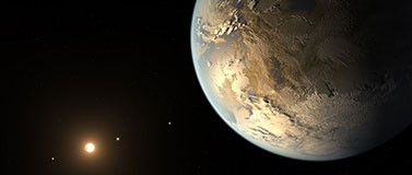Rendering of a planet and moon