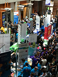 Company recruiting in Allen Center Atrium