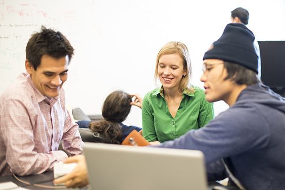 UW CSE professors Yoshi Kohno and Franzi Roesner with students in the Security & Privacy Research Lab