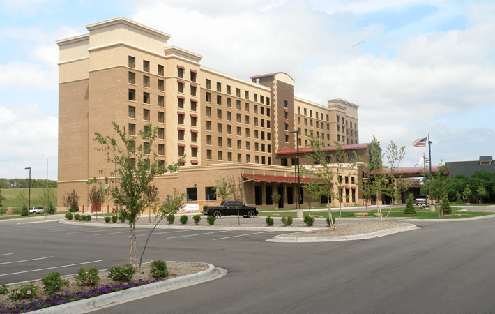 Hotel asphalt parking lot