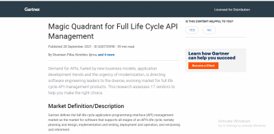 The 2021 Gartner® Magic Quadrant ™ for Full Life Cycle API Management