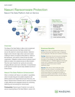 Nasuni Ransomware Protection : Nasuni File Data Platform Add-on Service