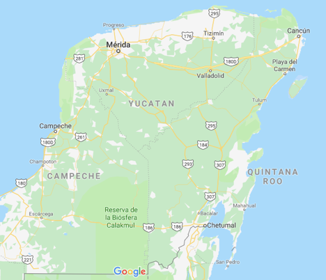 Yucatán Peninsula Map