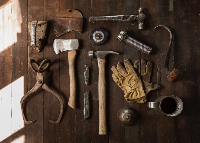 A selection of woodworking tools.