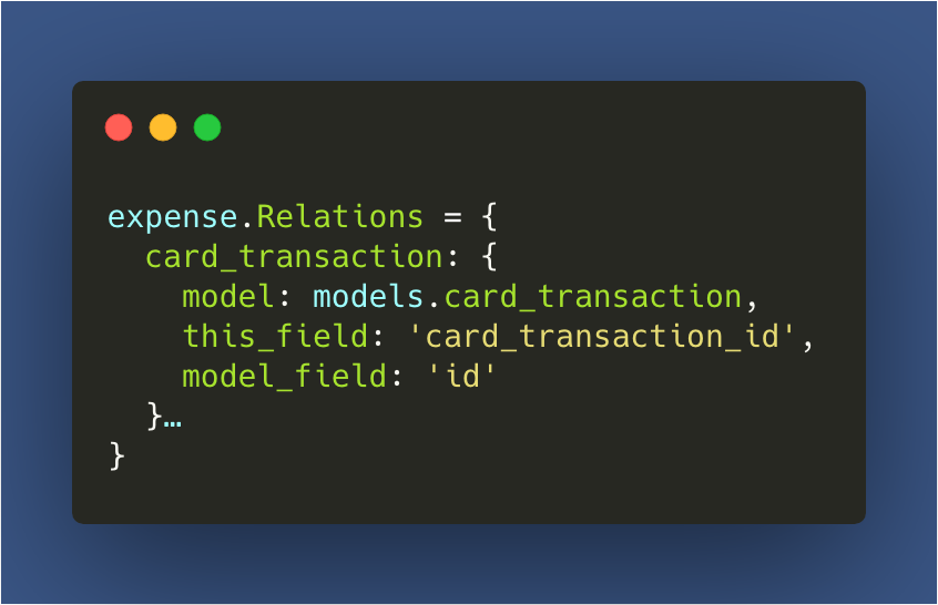An example of a relation on the expense model