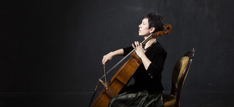 Cellist Diane Chaplin playing the cello